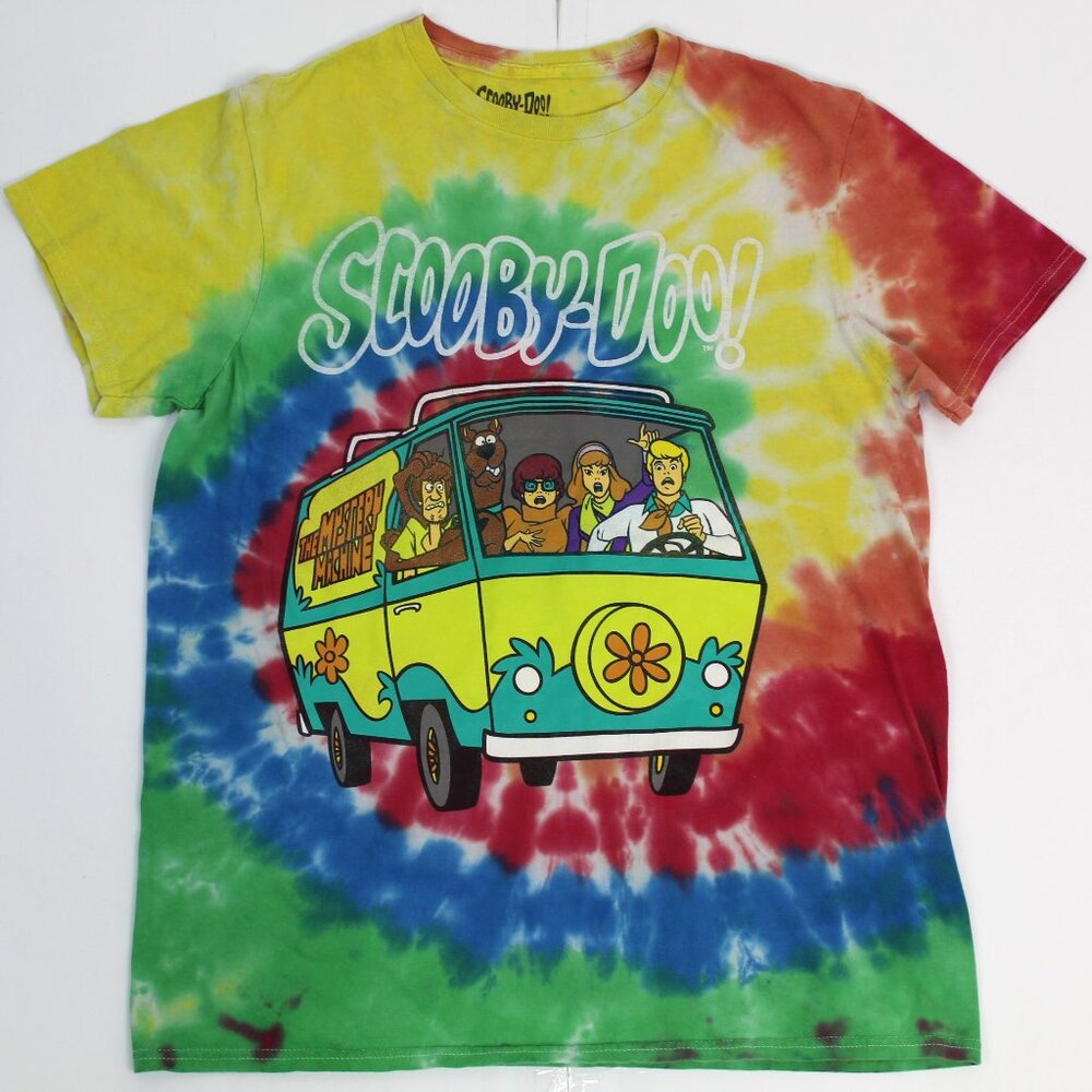 Scooby Doo Shirt Adult MEDIUM Rainbow Tie Dye Retro 70s Cartoon Mystery Machine